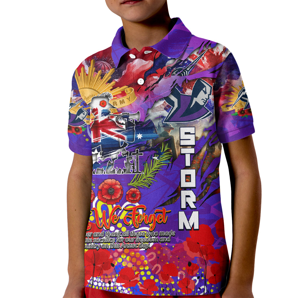 Personalised Australia Rugby Storm ANZAC Kid Polo Shirt Melbourne Scratch Style - Vibe Hoodie Shop