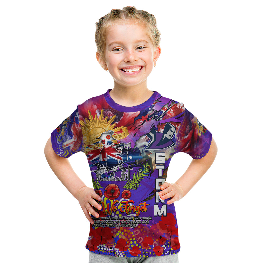 Personalised Australia Rugby Storm ANZAC Kid T Shirt Melbourne Scratch Style - Vibe Hoodie Shop