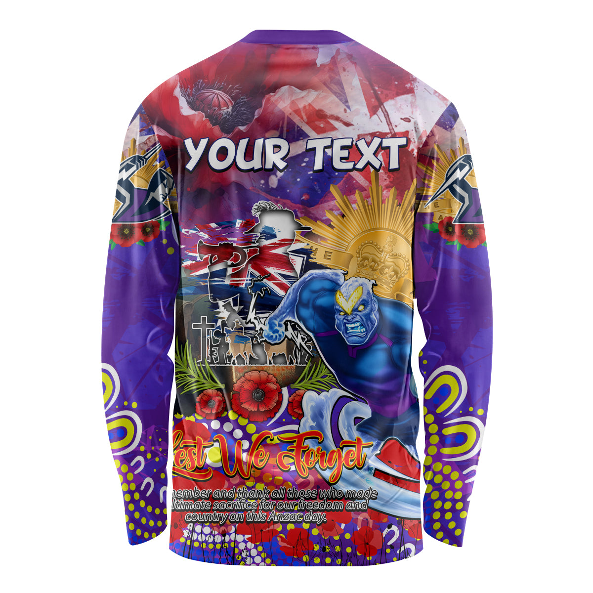Personalised Australia Rugby Storm ANZAC Long Sleeve Shirt Melbourne Scratch Style - Vibe Hoodie Shop