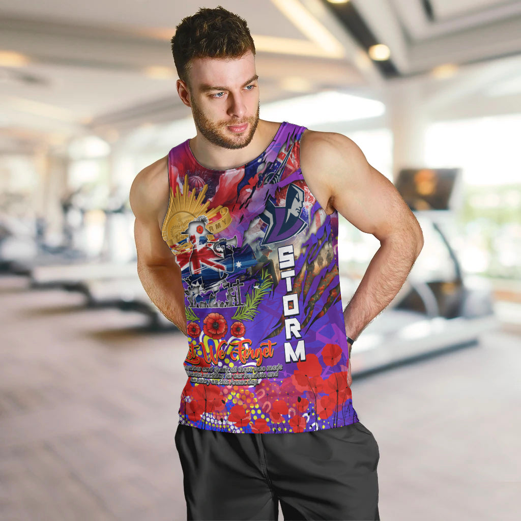 Personalised Australia Rugby Storm ANZAC Men Tank Top Melbourne Scratch Style - Vibe Hoodie Shop