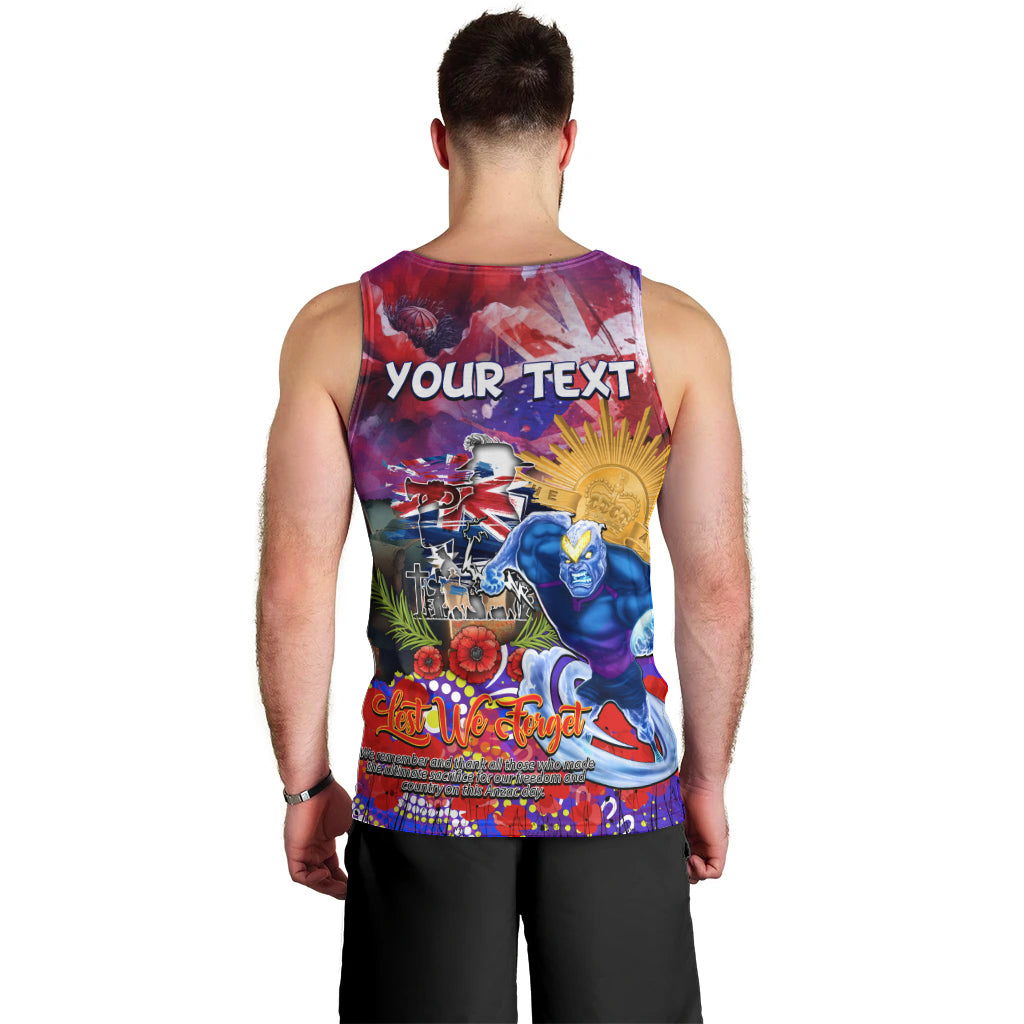 Personalised Australia Rugby Storm ANZAC Men Tank Top Melbourne Scratch Style - Vibe Hoodie Shop