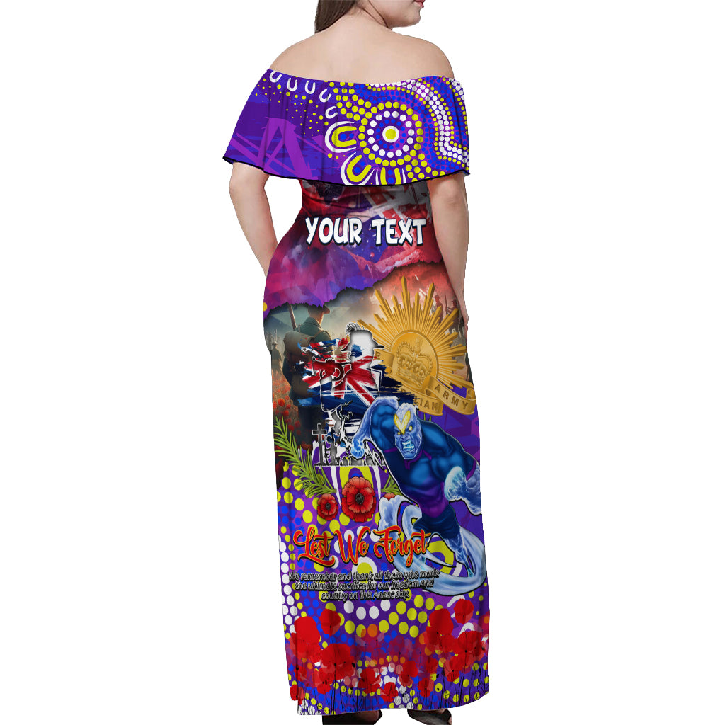 Personalised Australia Rugby Storm ANZAC Off Shoulder Maxi Dress Melbourne Scratch Style