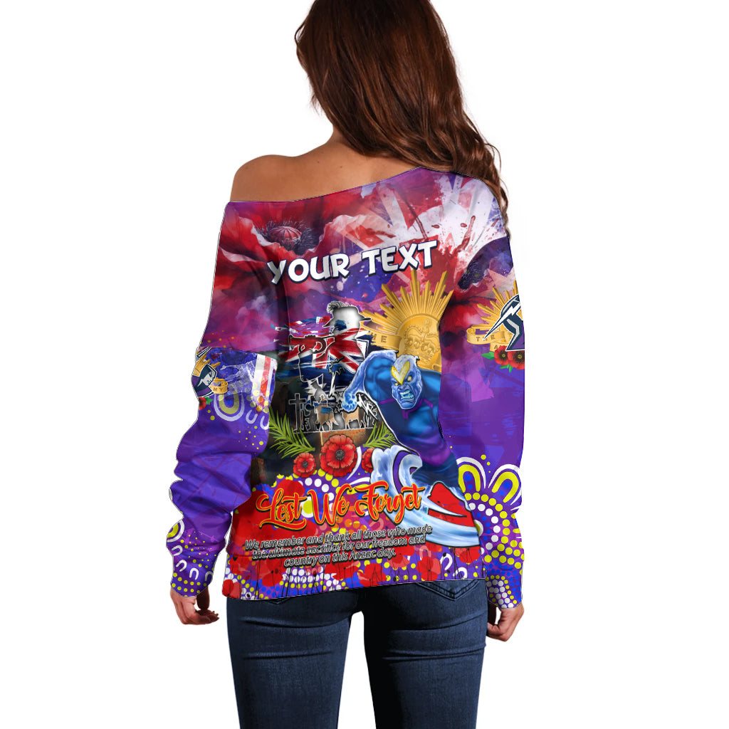 Personalised Australia Rugby Storm ANZAC Off Shoulder Sweater Melbourne Scratch Style - Vibe Hoodie Shop