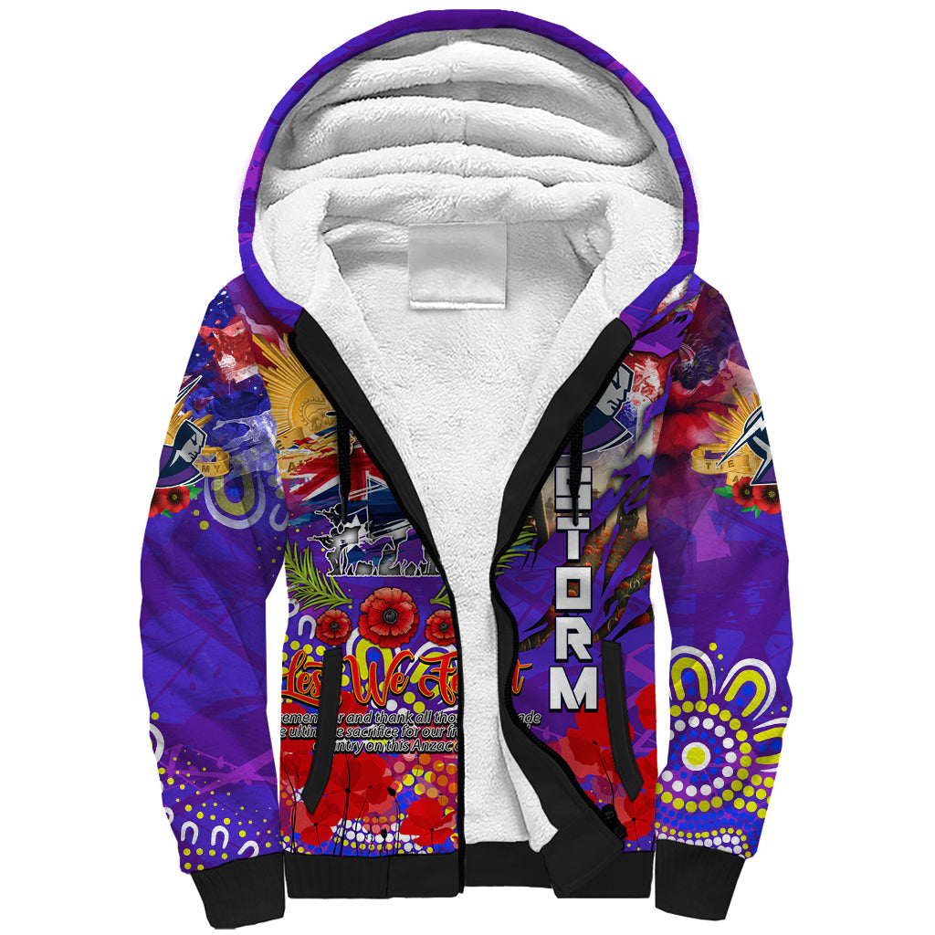 Personalised Australia Rugby Storm ANZAC Sherpa Hoodie Melbourne Scratch Style - Vibe Hoodie Shop