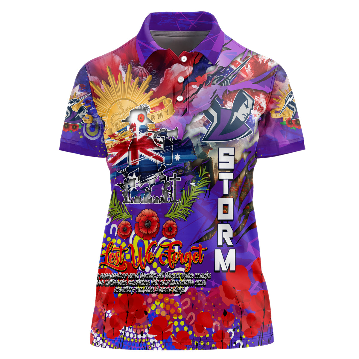 Personalised Australia Rugby Storm ANZAC Women Polo Shirt Melbourne Scratch Style - Vibe Hoodie Shop