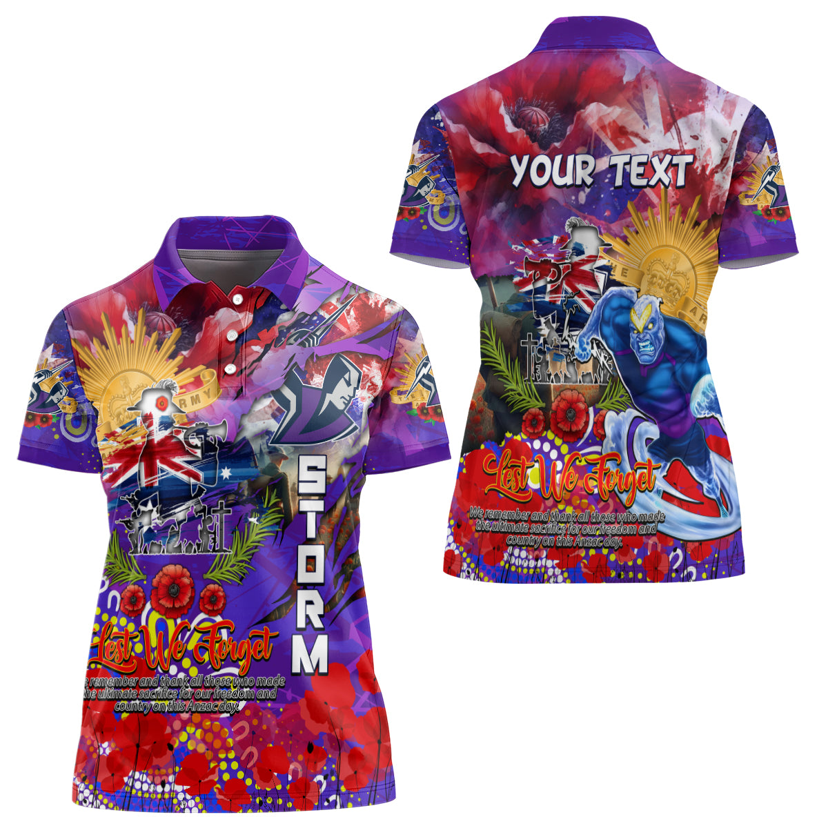 Personalised Australia Rugby Storm ANZAC Women Polo Shirt Melbourne Scratch Style - Vibe Hoodie Shop