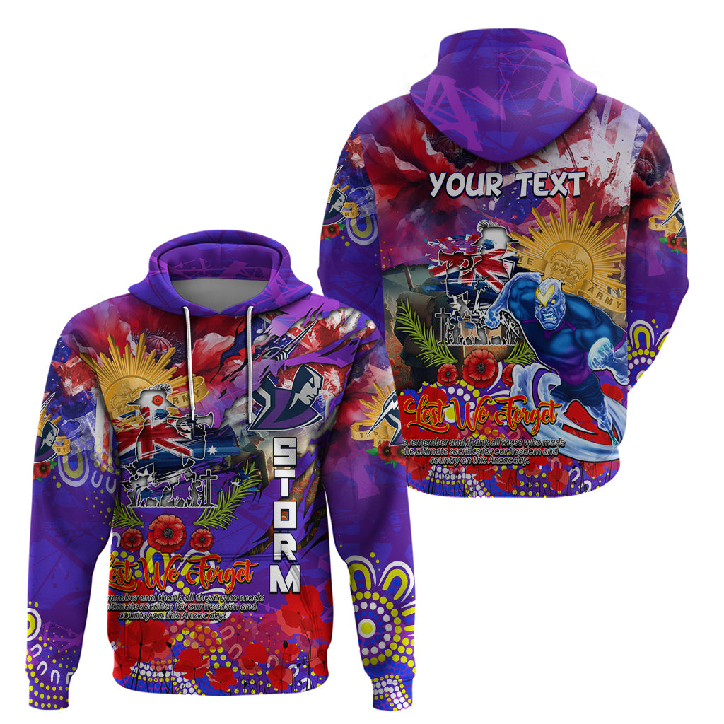 Personalised Australia Rugby Storm ANZAC Zip Hoodie Melbourne Scratch Style - Vibe Hoodie Shop