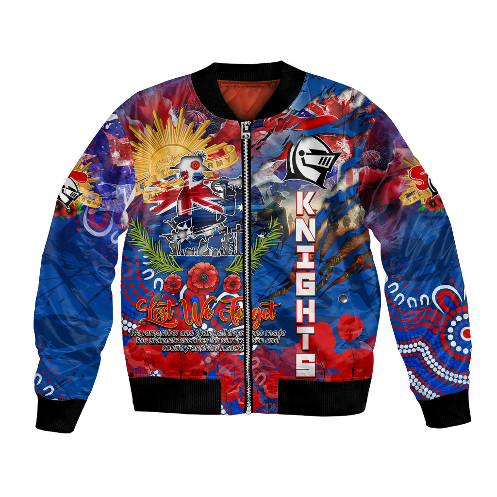 Personalised Australia Rugby Knights ANZAC Bomber Jacket Newcastle Scratch Style - Vibe Hoodie Shop