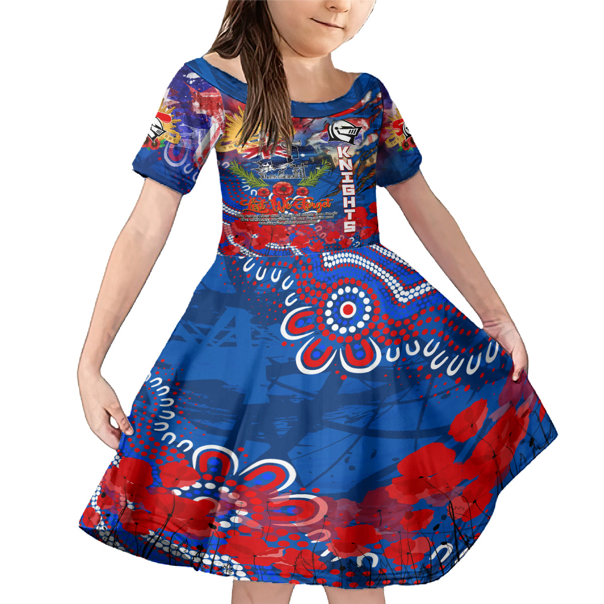 Personalised Australia Rugby Knights ANZAC Family Matching Mermaid Dress and Hawaiian Shirt Newcastle Scratch Style