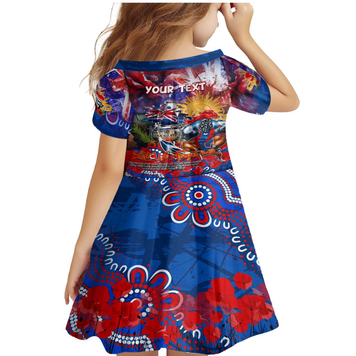 Personalised Australia Rugby Knights ANZAC Family Matching Mermaid Dress and Hawaiian Shirt Newcastle Scratch Style