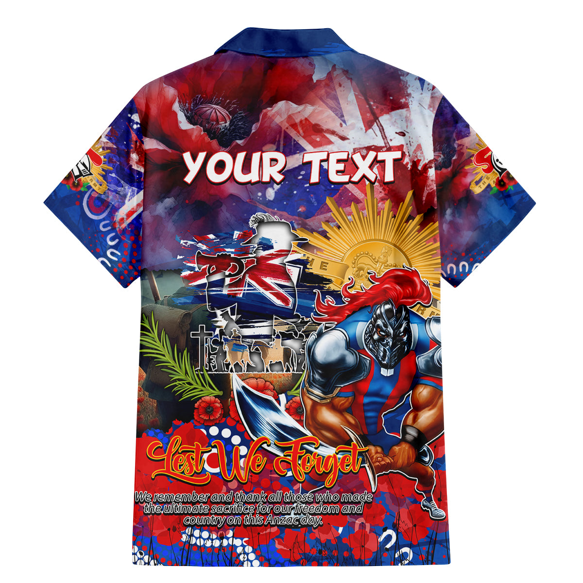 Personalised Australia Rugby Knights ANZAC Family Matching Mermaid Dress and Hawaiian Shirt Newcastle Scratch Style