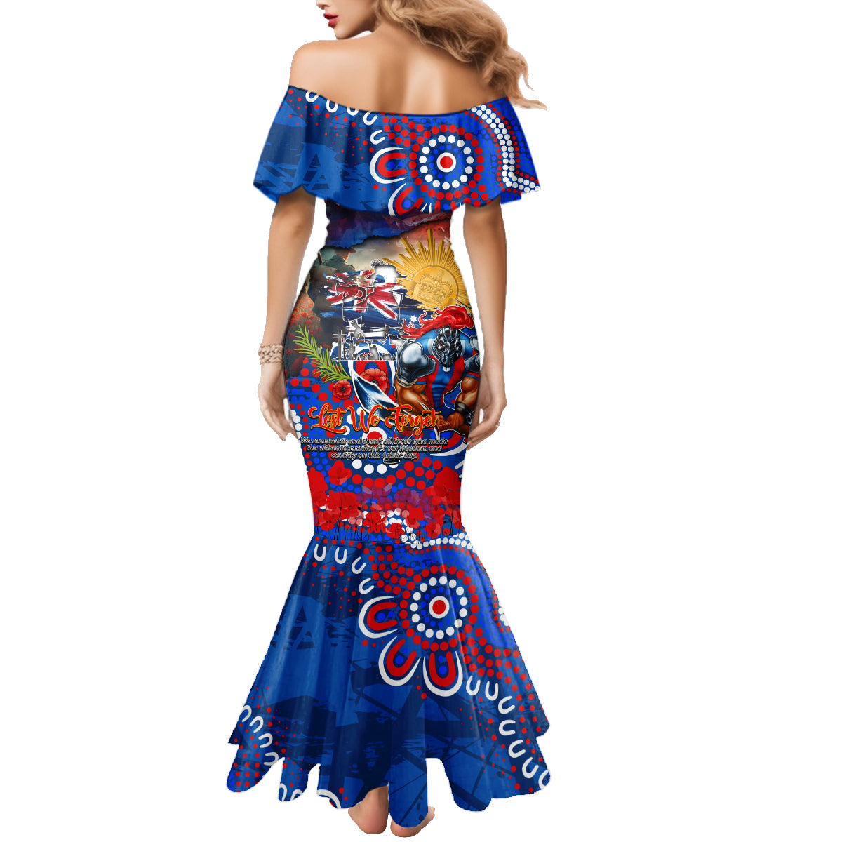 Personalised Australia Rugby Knights ANZAC Family Matching Mermaid Dress and Hawaiian Shirt Newcastle Scratch Style
