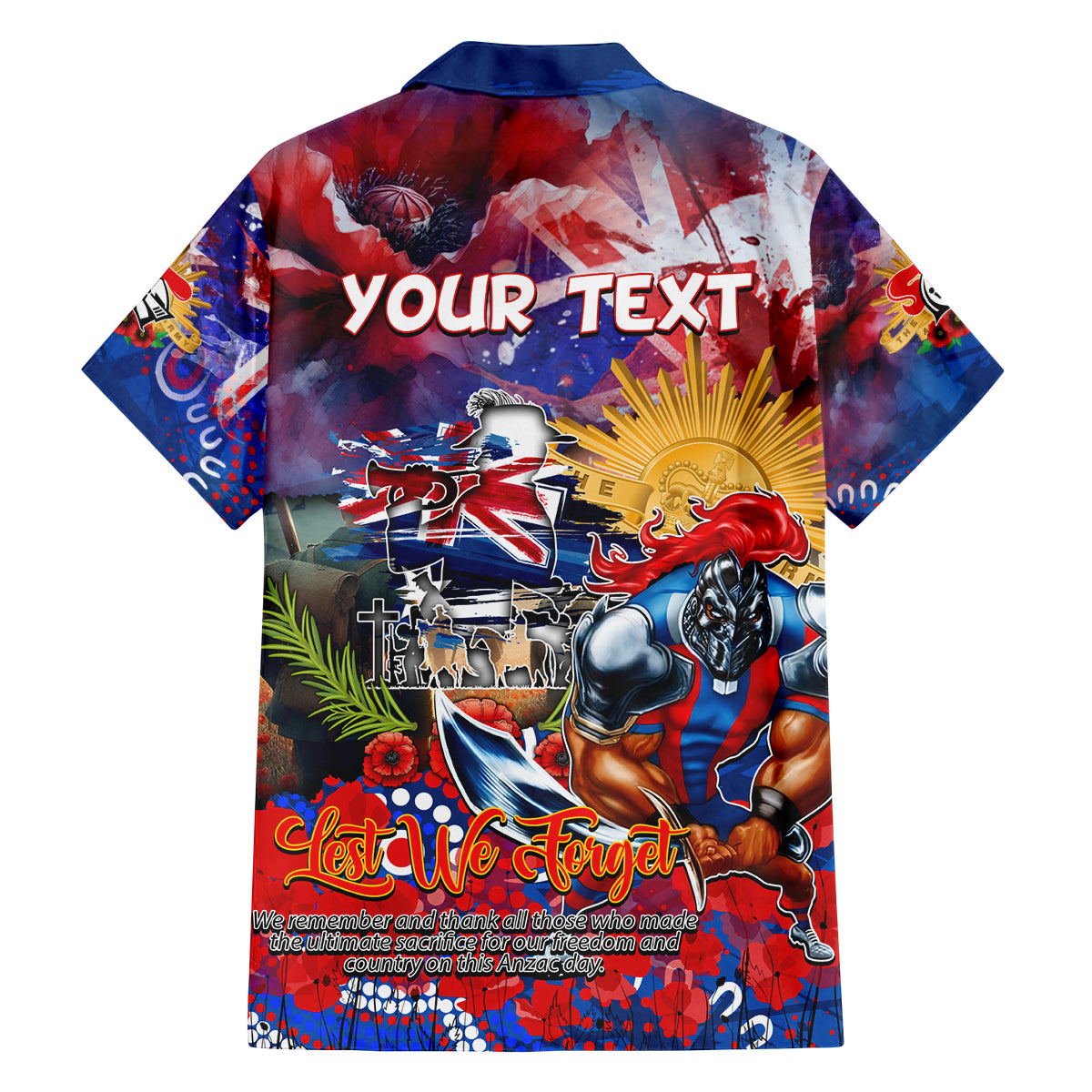 Personalised Australia Rugby Knights ANZAC Family Matching Summer Maxi Dress and Hawaiian Shirt Newcastle Scratch Style