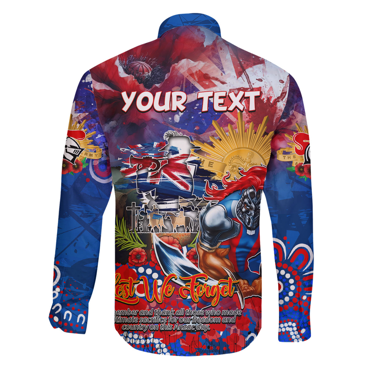 Personalised Australia Rugby Knights ANZAC Family Matching Summer Maxi Dress and Hawaiian Shirt Newcastle Scratch Style