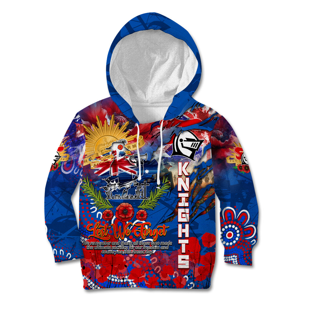 Personalised Australia Rugby Knights ANZAC Kid Hoodie Newcastle Scratch Style - Vibe Hoodie Shop