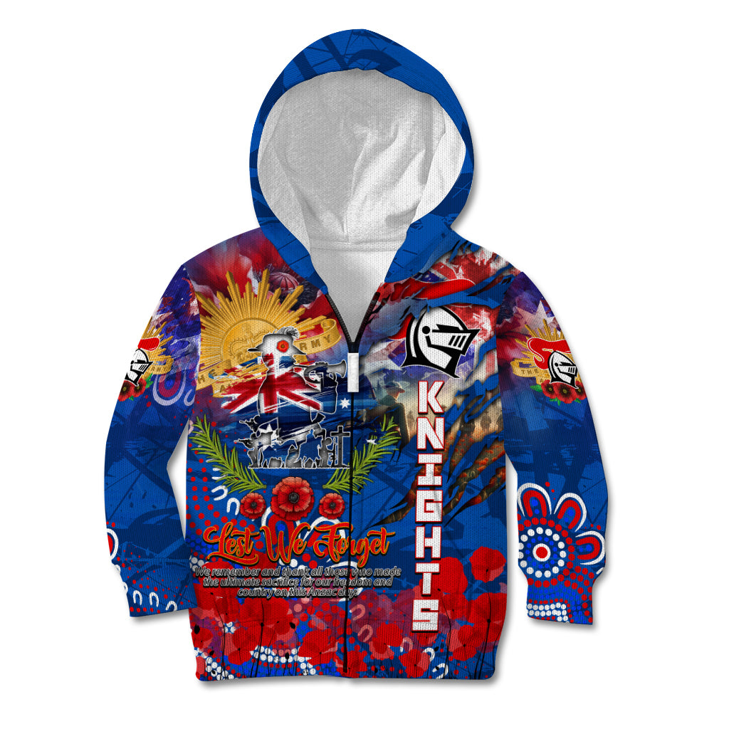 Personalised Australia Rugby Knights ANZAC Kid Hoodie Newcastle Scratch Style - Vibe Hoodie Shop