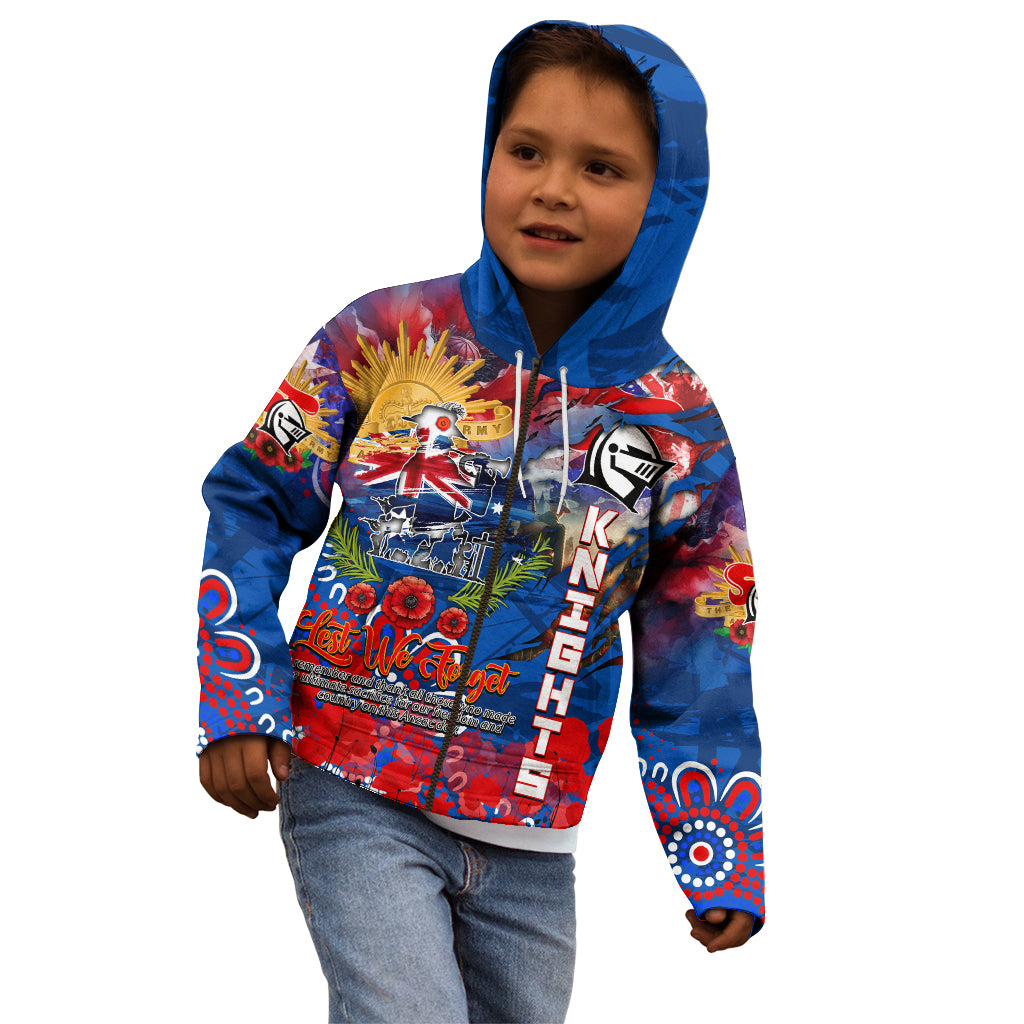 Personalised Australia Rugby Knights ANZAC Kid Hoodie Newcastle Scratch Style - Vibe Hoodie Shop