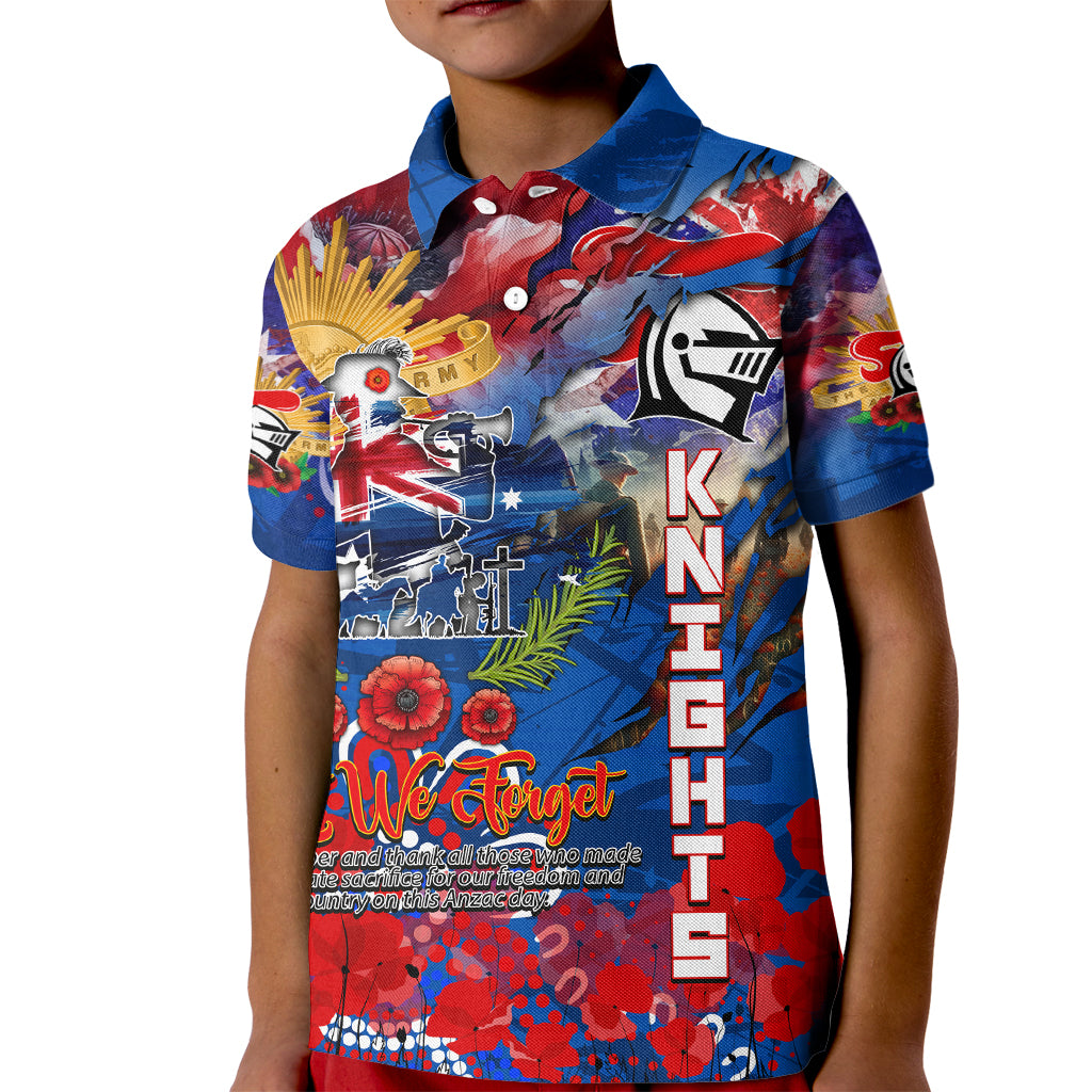 Personalised Australia Rugby Knights ANZAC Kid Polo Shirt Newcastle Scratch Style - Vibe Hoodie Shop