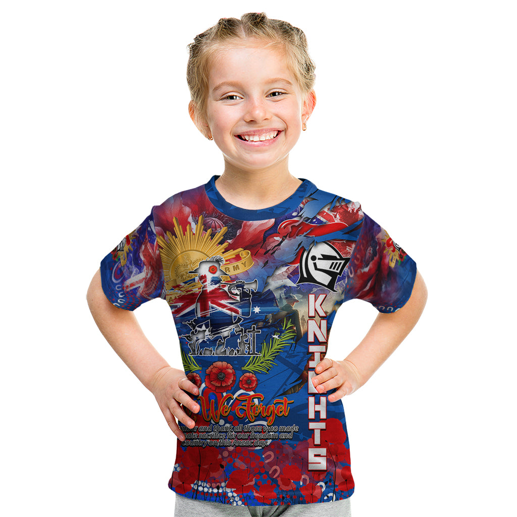 Personalised Australia Rugby Knights ANZAC Kid T Shirt Newcastle Scratch Style - Vibe Hoodie Shop