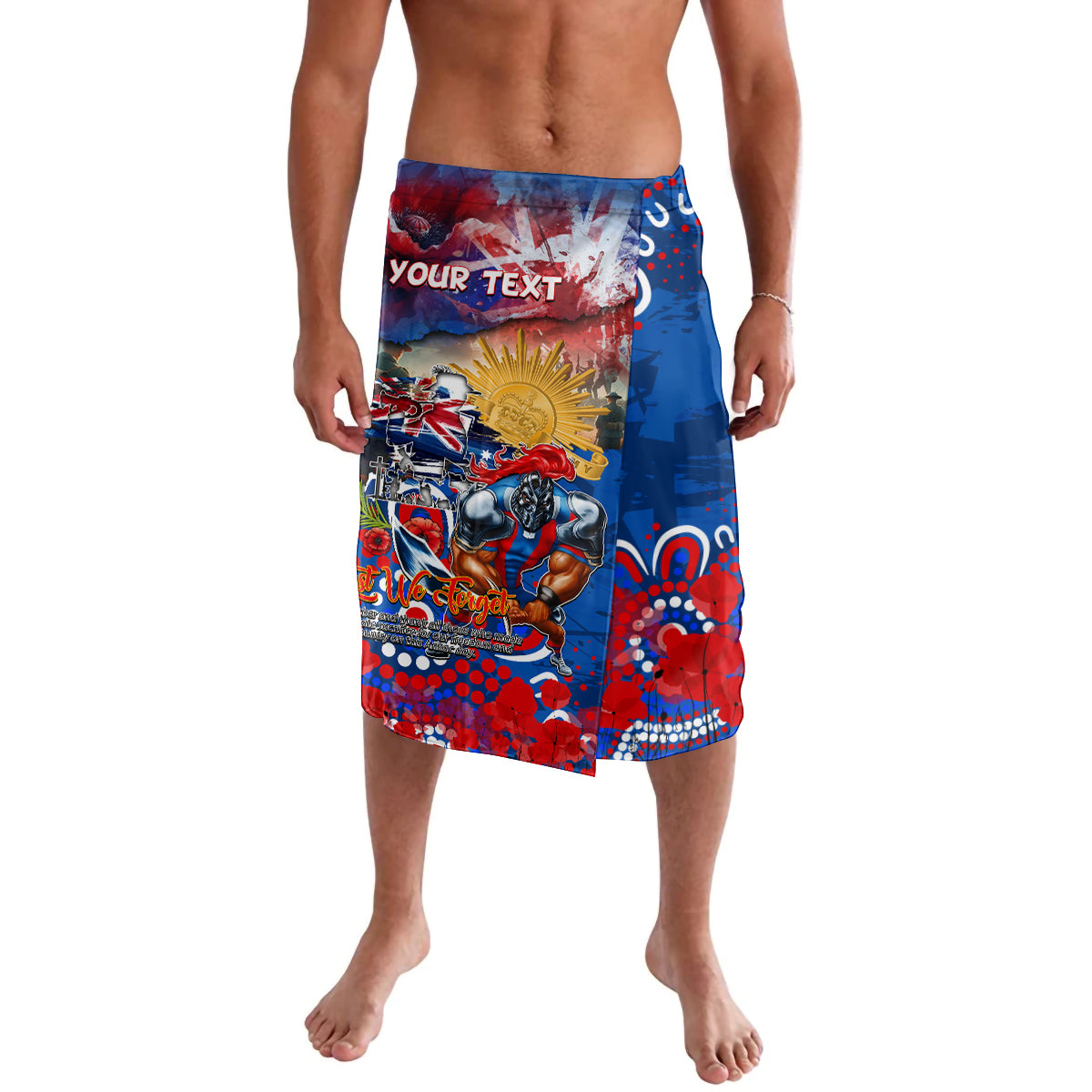 Personalised Australia Rugby Knights ANZAC Lavalava Newcastle Scratch Style