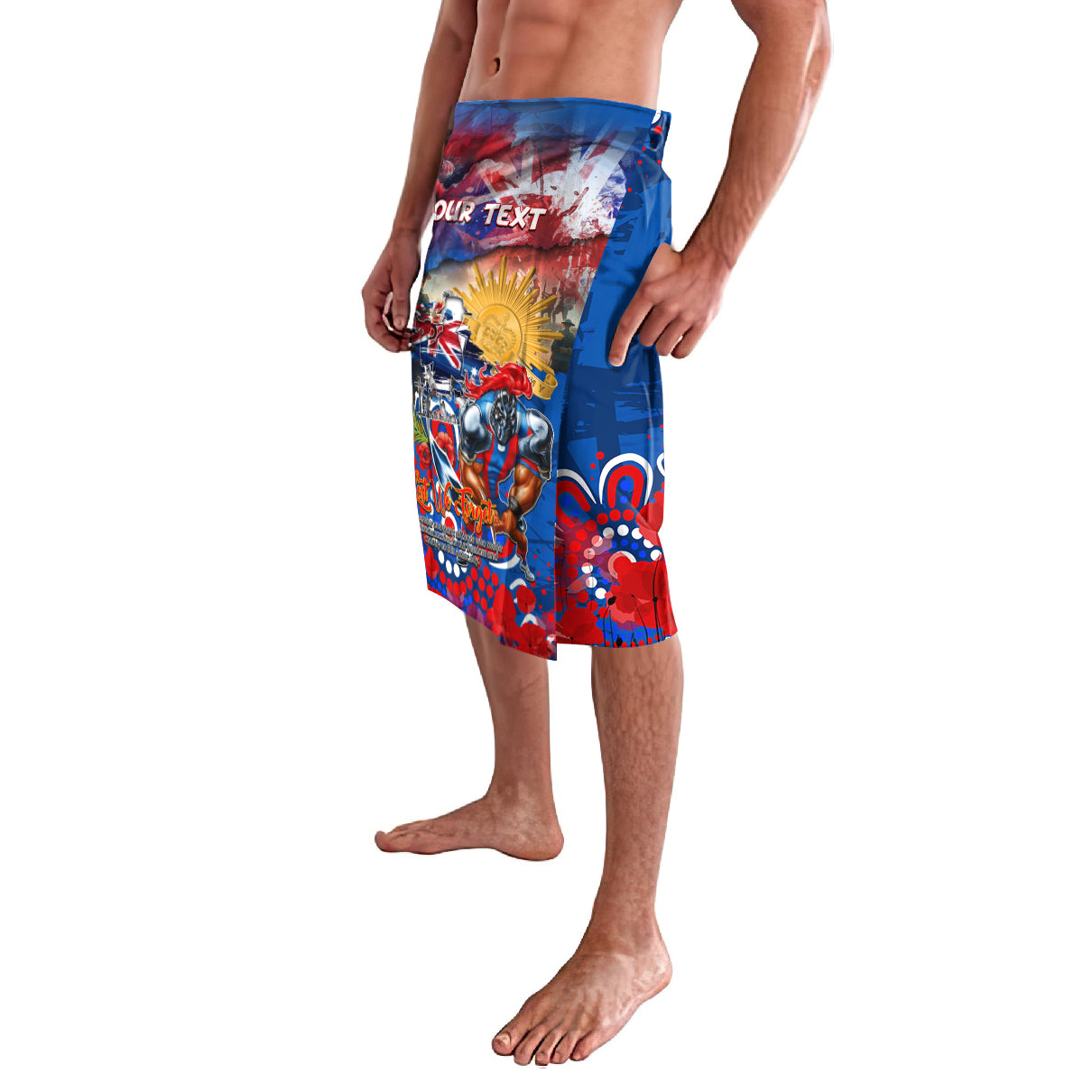 Personalised Australia Rugby Knights ANZAC Lavalava Newcastle Scratch Style