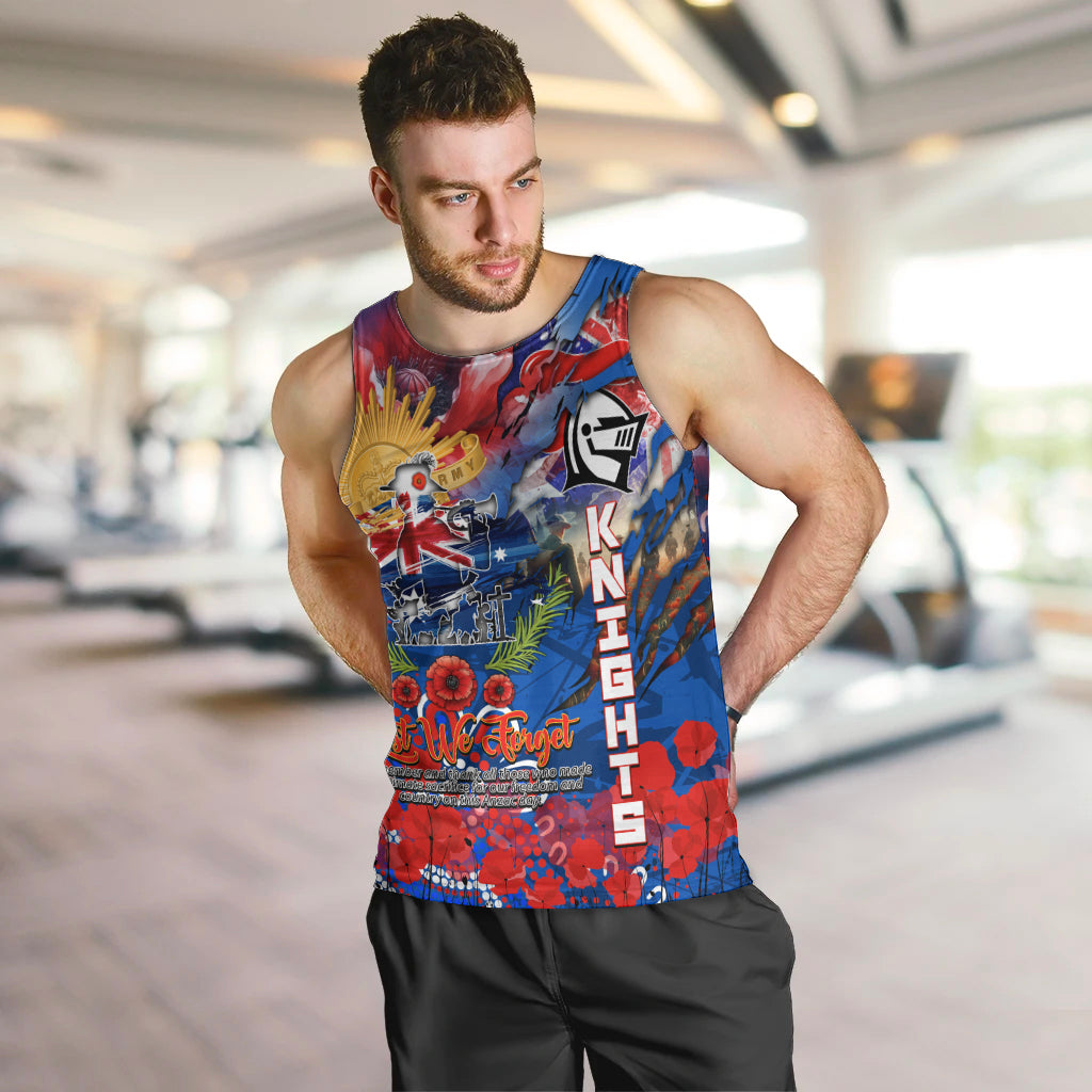 Personalised Australia Rugby Knights ANZAC Men Tank Top Newcastle Scratch Style - Vibe Hoodie Shop