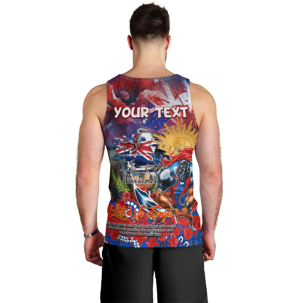 Personalised Australia Rugby Knights ANZAC Men Tank Top Newcastle Scratch Style - Vibe Hoodie Shop