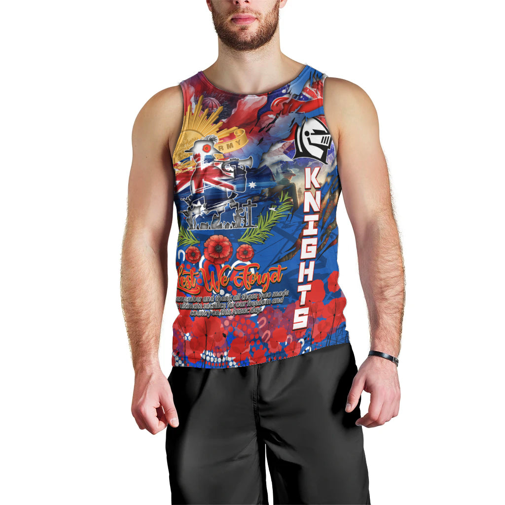 Personalised Australia Rugby Knights ANZAC Men Tank Top Newcastle Scratch Style - Vibe Hoodie Shop