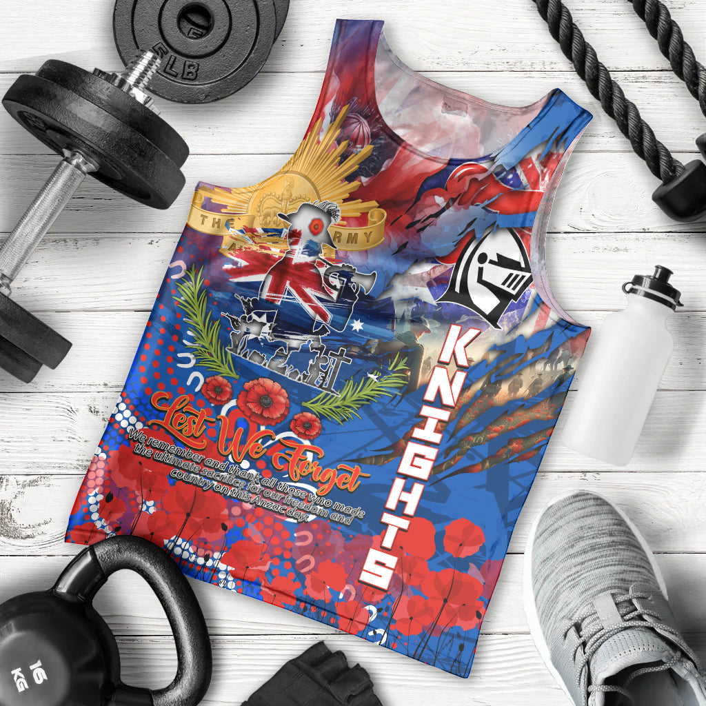 Personalised Australia Rugby Knights ANZAC Men Tank Top Newcastle Scratch Style - Vibe Hoodie Shop