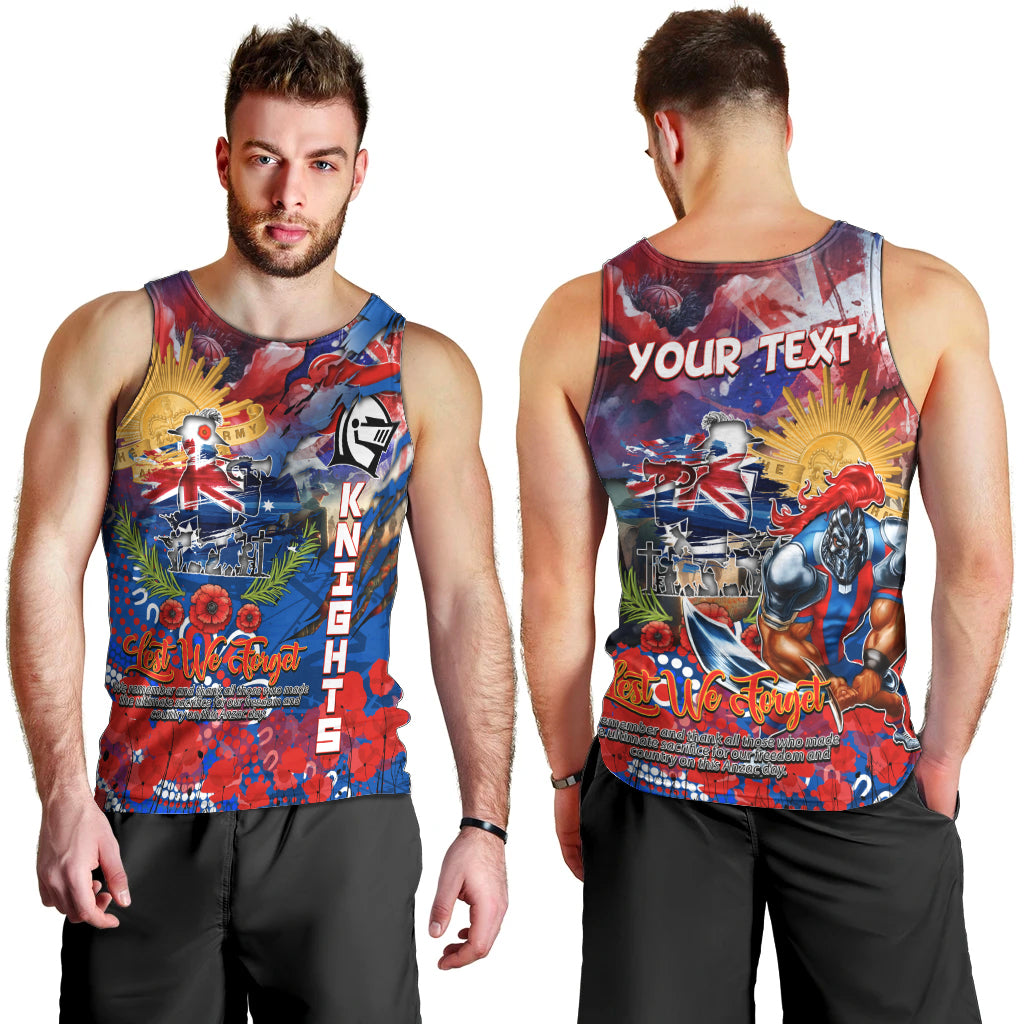 Personalised Australia Rugby Knights ANZAC Men Tank Top Newcastle Scratch Style - Vibe Hoodie Shop