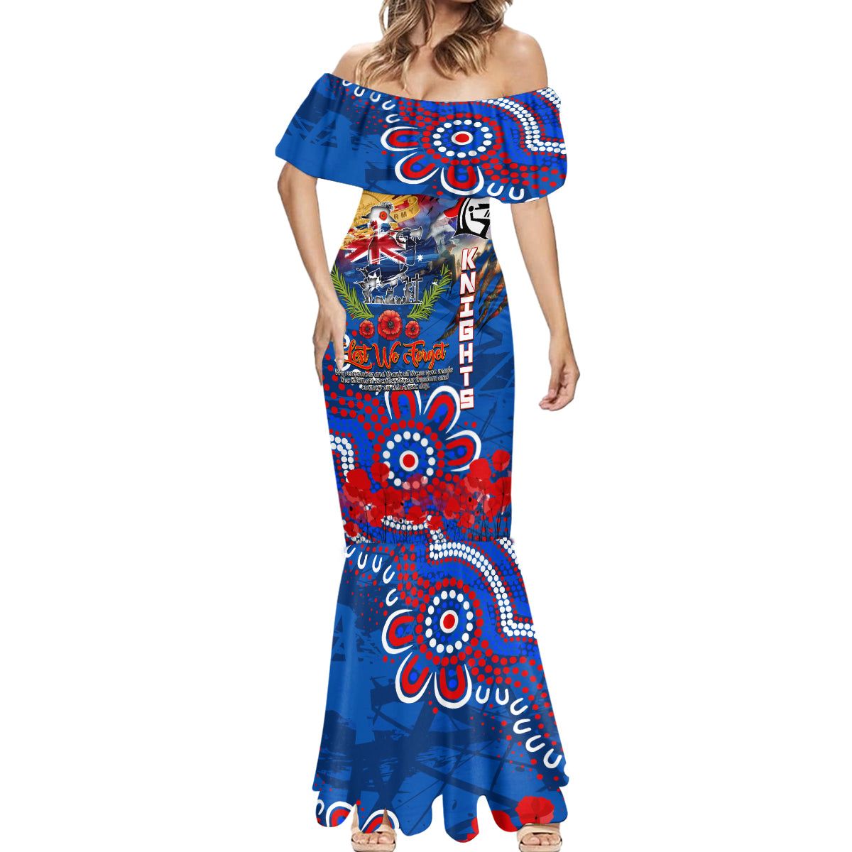 Personalised Australia Rugby Knights ANZAC Mermaid Dress Newcastle Scratch Style