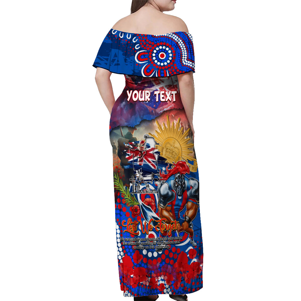 Personalised Australia Rugby Knights ANZAC Off Shoulder Maxi Dress Newcastle Scratch Style