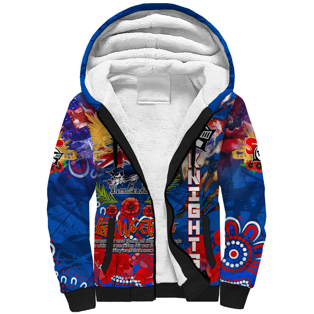 Personalised Australia Rugby Knights ANZAC Sherpa Hoodie Newcastle Scratch Style - Vibe Hoodie Shop