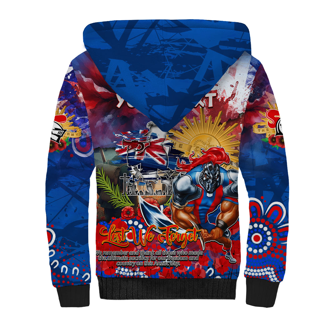 Personalised Australia Rugby Knights ANZAC Sherpa Hoodie Newcastle Scratch Style - Vibe Hoodie Shop