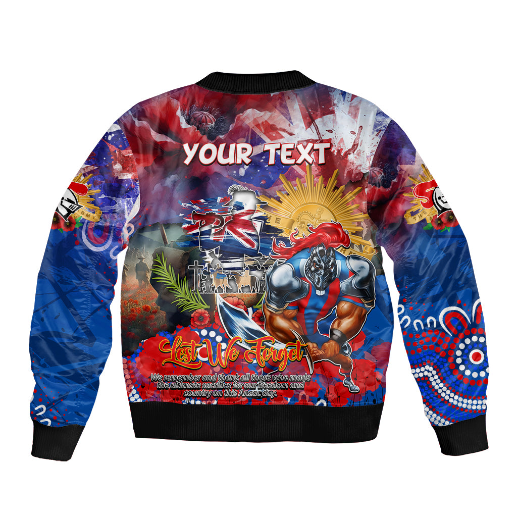 Personalised Australia Rugby Knights ANZAC Sleeve Zip Bomber Jacket Newcastle Scratch Style