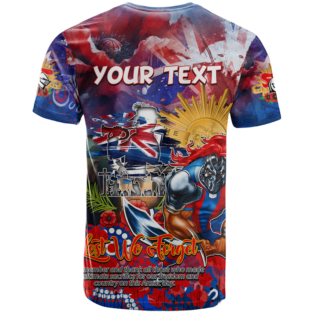 Personalised Australia Rugby Knights ANZAC T Shirt Newcastle Scratch Style - Vibe Hoodie Shop