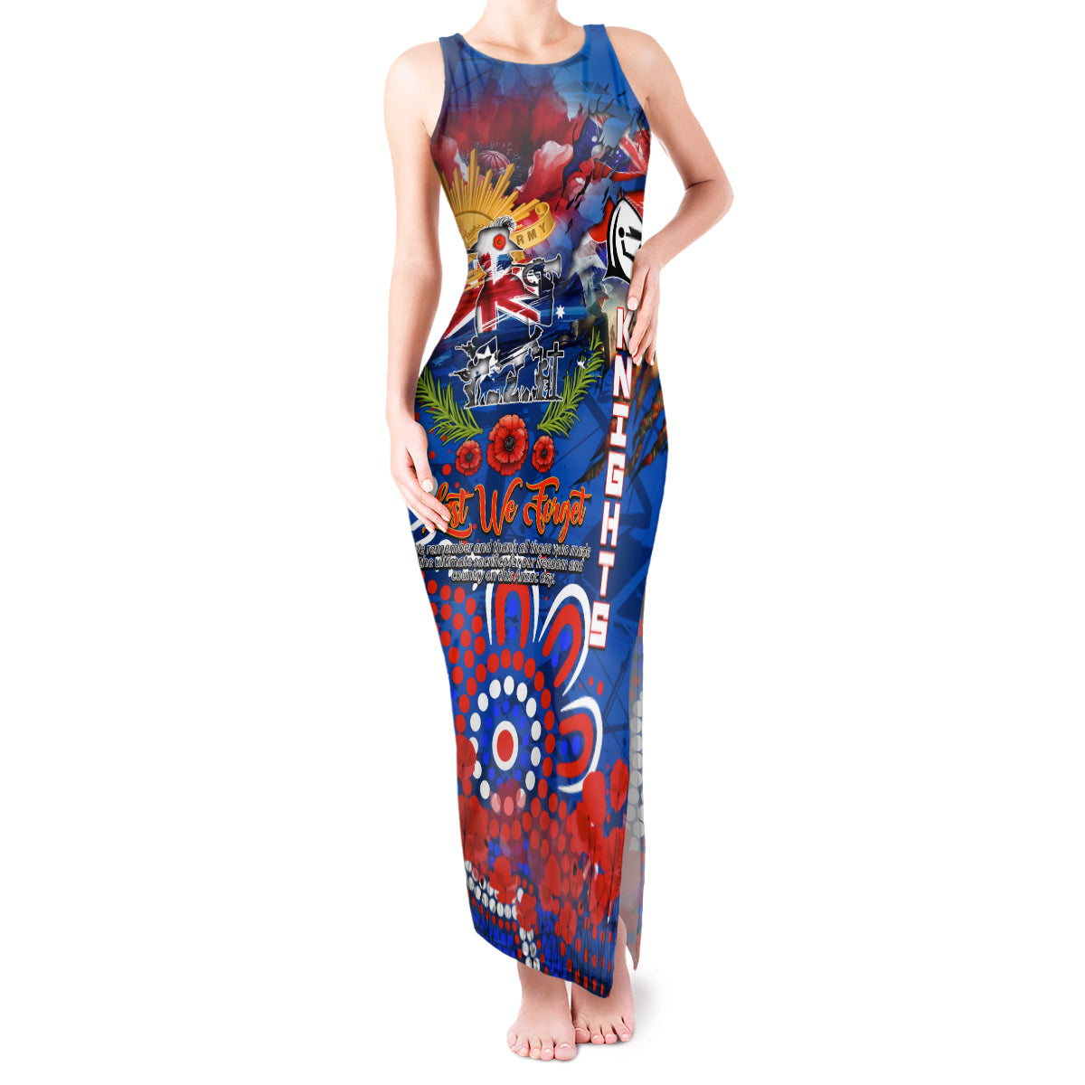 Personalised Australia Rugby Knights ANZAC Tank Maxi Dress Newcastle Scratch Style