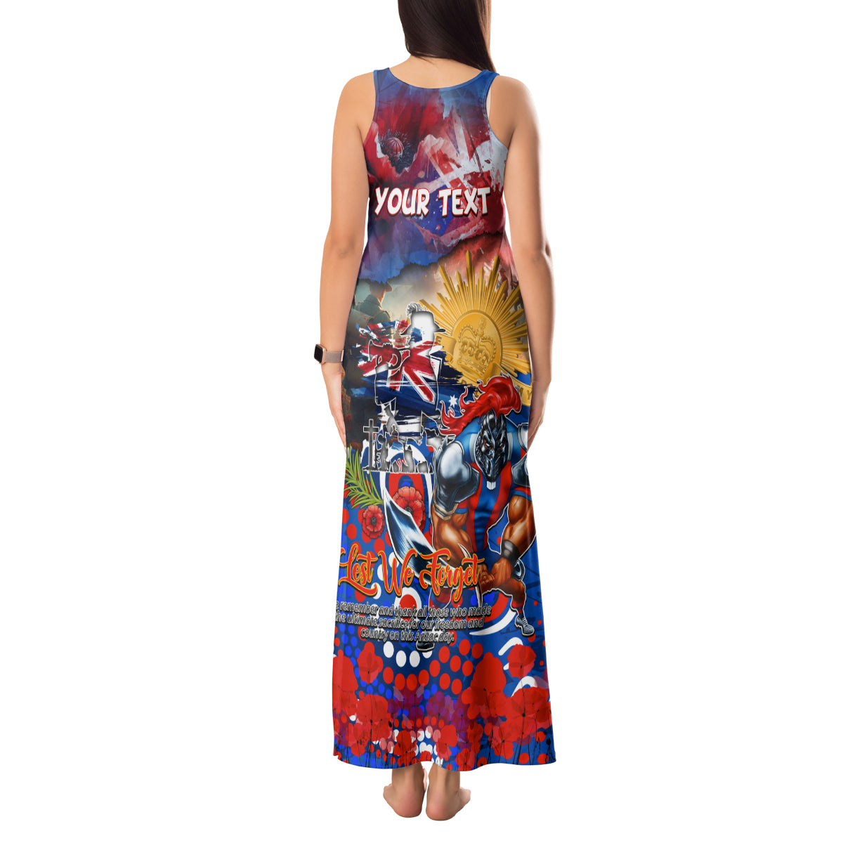 Personalised Australia Rugby Knights ANZAC Tank Maxi Dress Newcastle Scratch Style
