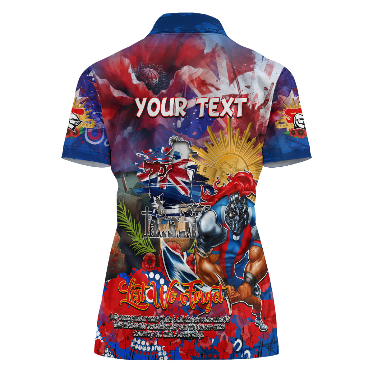 Personalised Australia Rugby Knights ANZAC Women Polo Shirt Newcastle Scratch Style - Vibe Hoodie Shop