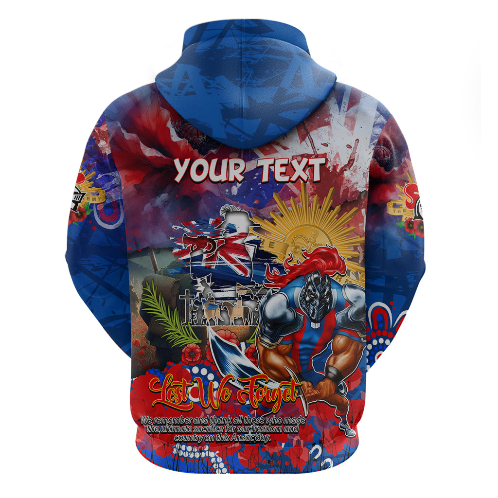 Personalised Australia Rugby Knights ANZAC Zip Hoodie Newcastle Scratch Style - Vibe Hoodie Shop