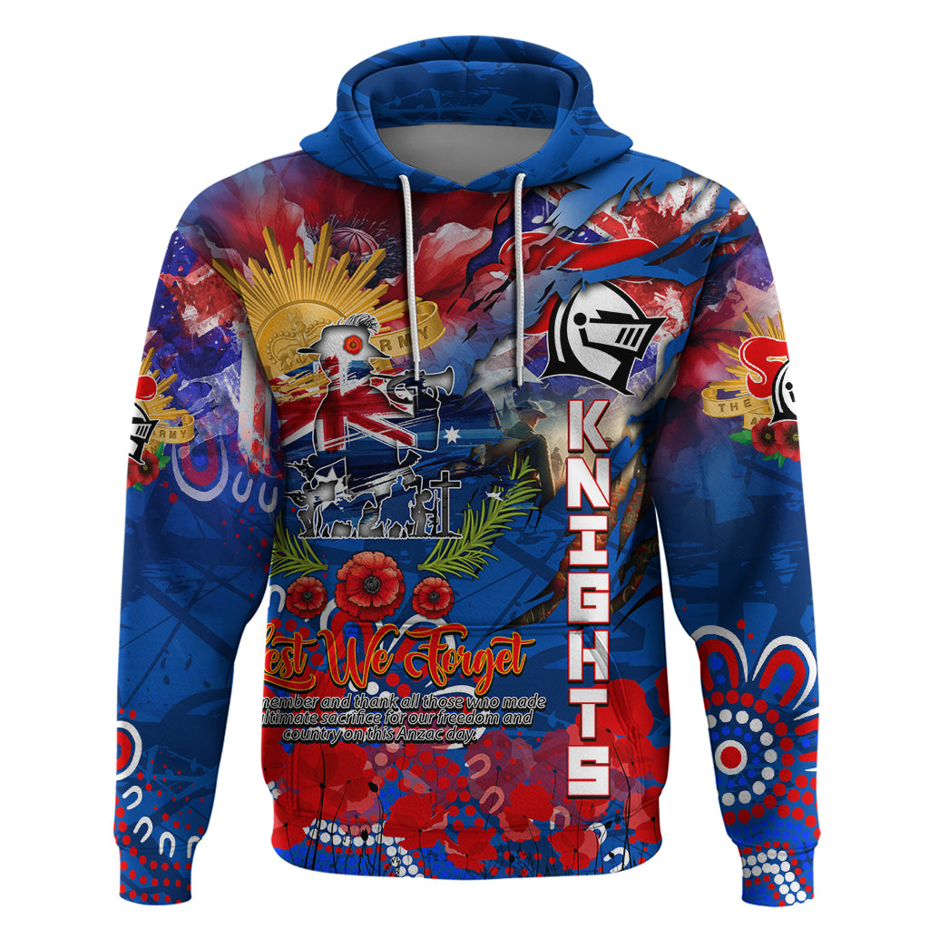 Personalised Australia Rugby Knights ANZAC Zip Hoodie Newcastle Scratch Style - Vibe Hoodie Shop