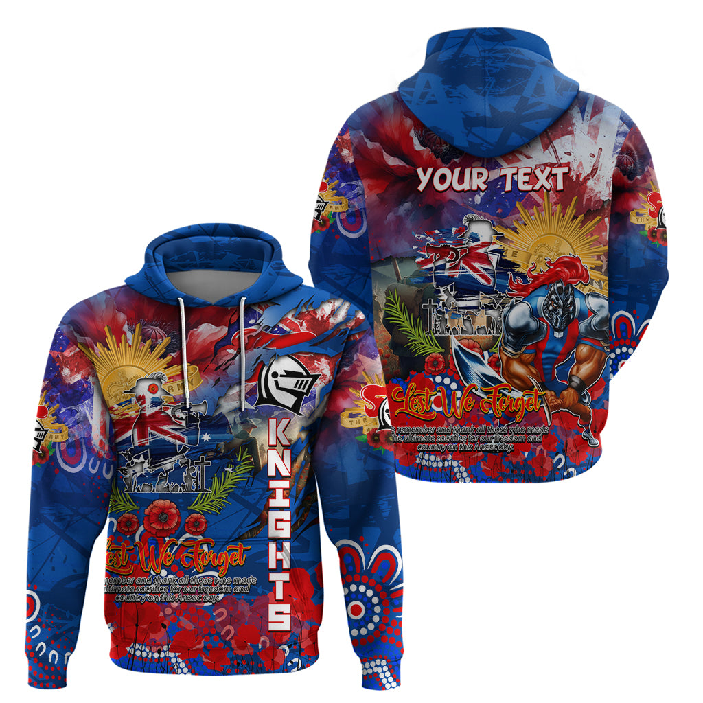 Personalised Australia Rugby Knights ANZAC Zip Hoodie Newcastle Scratch Style - Vibe Hoodie Shop