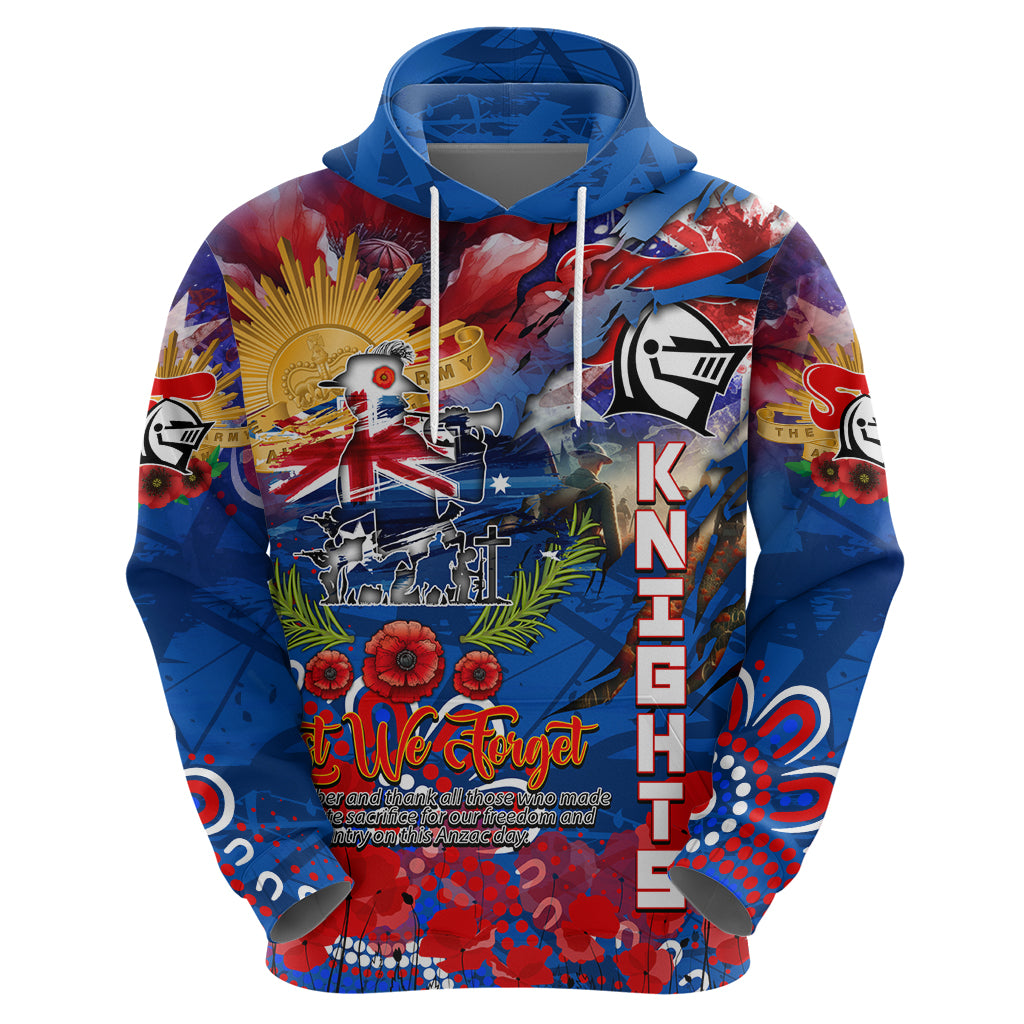 Personalised Australia Rugby Knights ANZAC Zip Hoodie Newcastle Scratch Style - Vibe Hoodie Shop