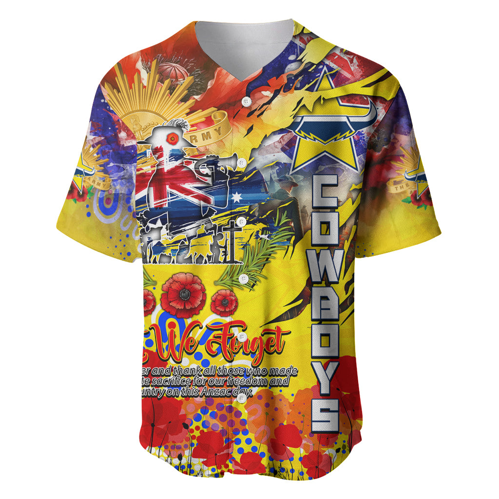 Personalised Australia Rugby Cowboys ANZAC Baseball Jersey North Queensland Scratch Style - Vibe Hoodie Shop