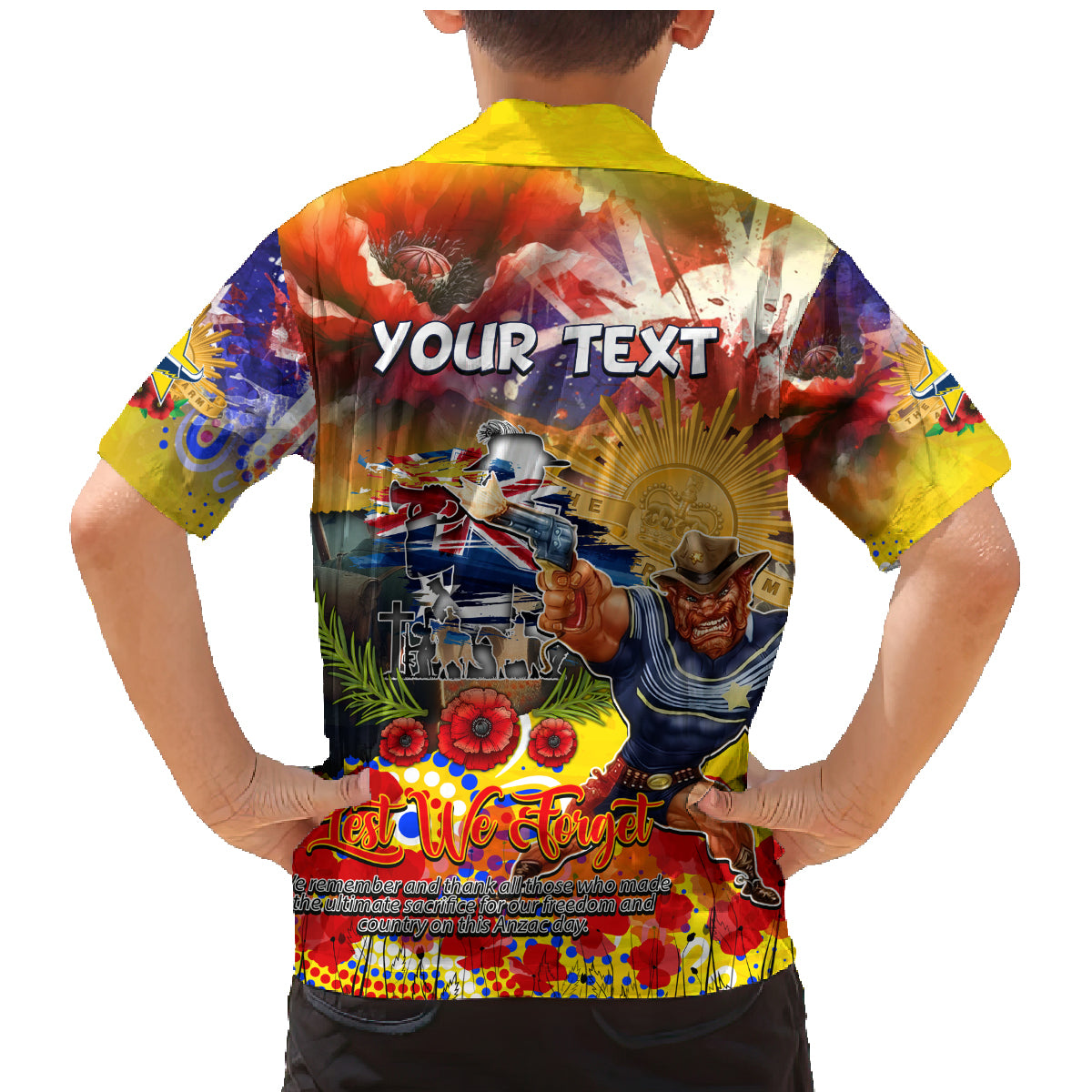 Personalised Australia Rugby Cowboys ANZAC Family Matching Mermaid Dress and Hawaiian Shirt North Queensland Scratch Style