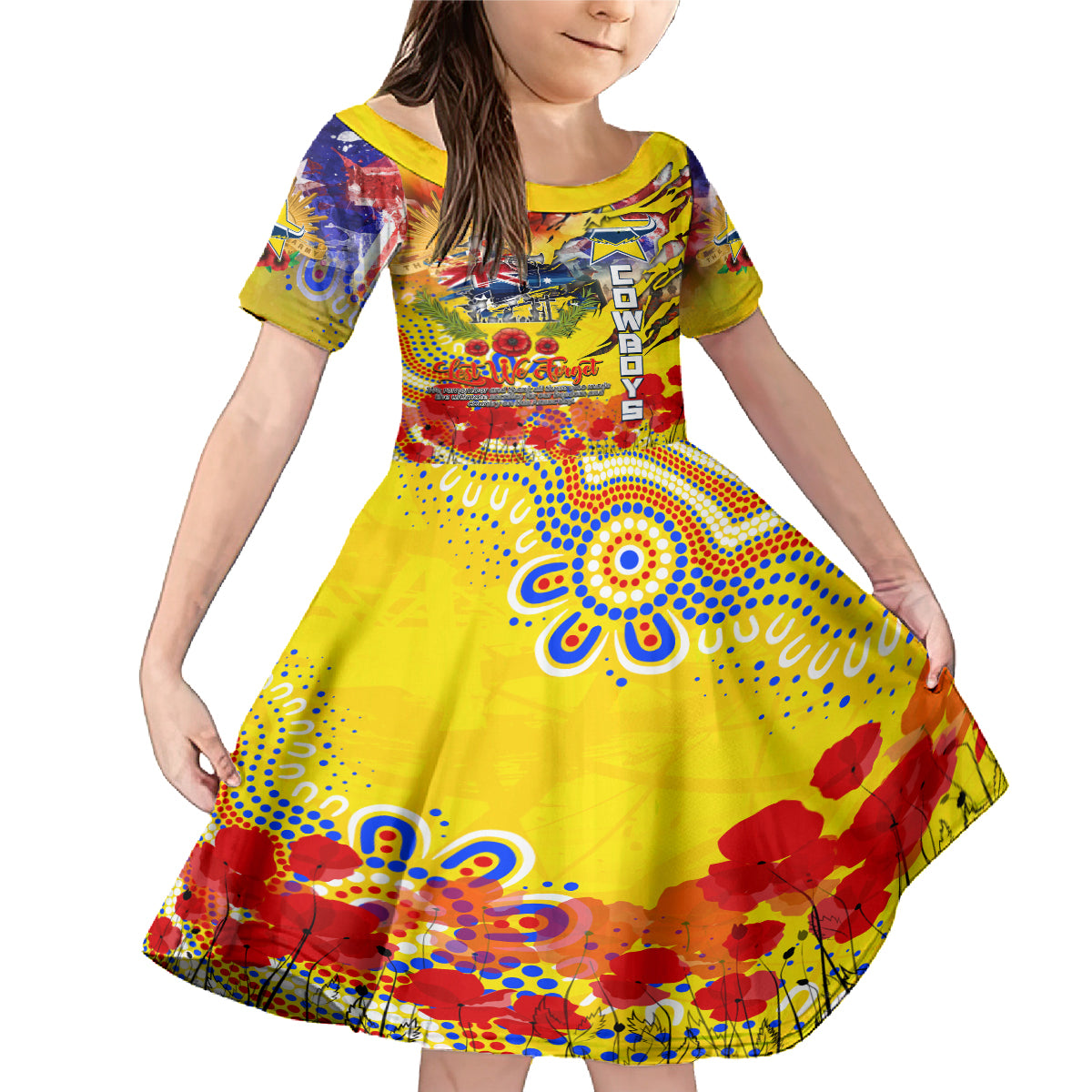Personalised Australia Rugby Cowboys ANZAC Family Matching Mermaid Dress and Hawaiian Shirt North Queensland Scratch Style