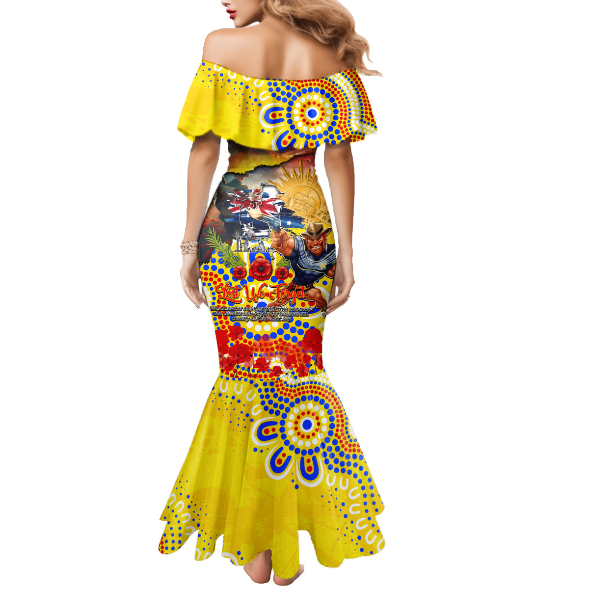 Personalised Australia Rugby Cowboys ANZAC Family Matching Mermaid Dress and Hawaiian Shirt North Queensland Scratch Style