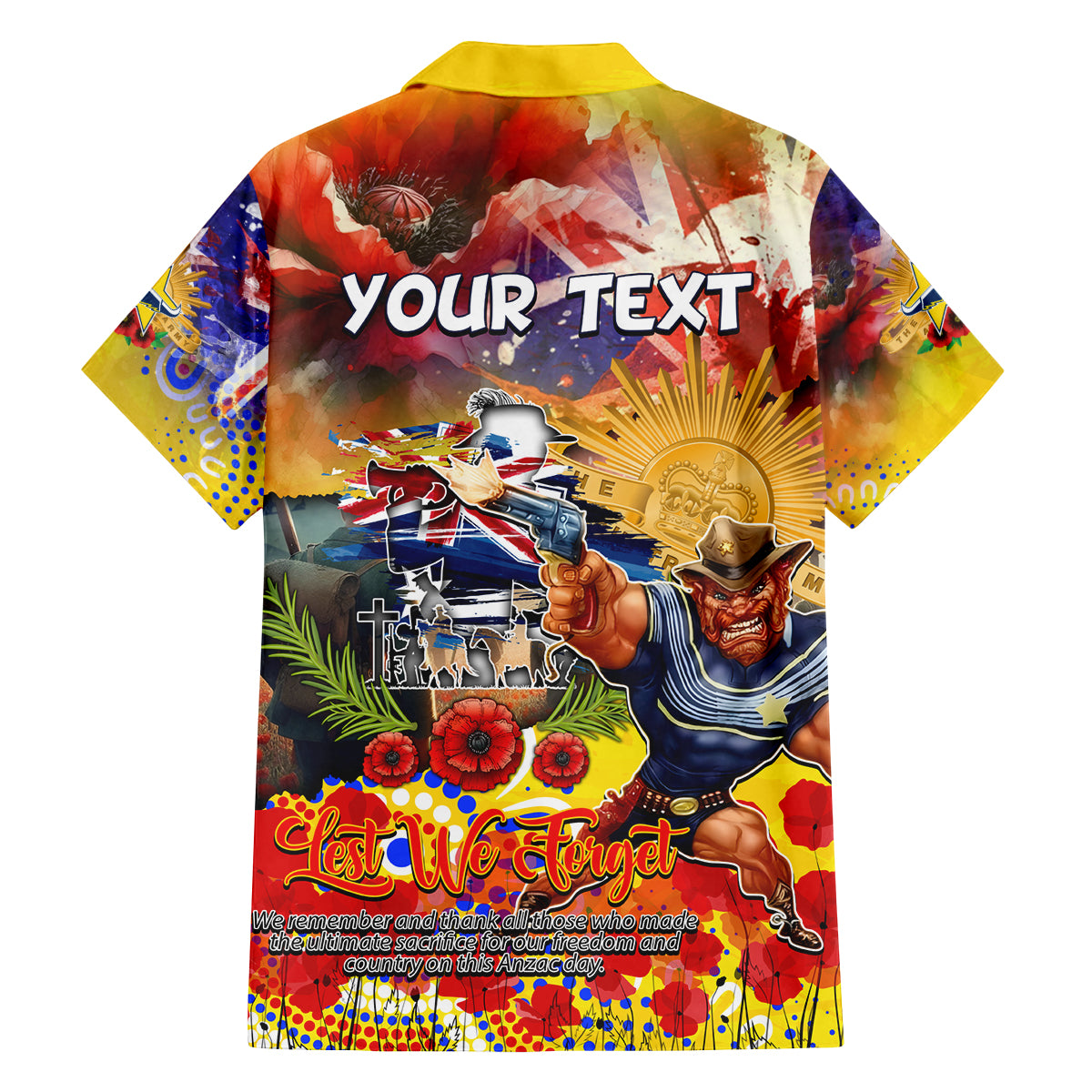 Personalised Australia Rugby Cowboys ANZAC Family Matching Off The Shoulder Long Sleeve Dress and Hawaiian Shirt North Queensland Scratch Style