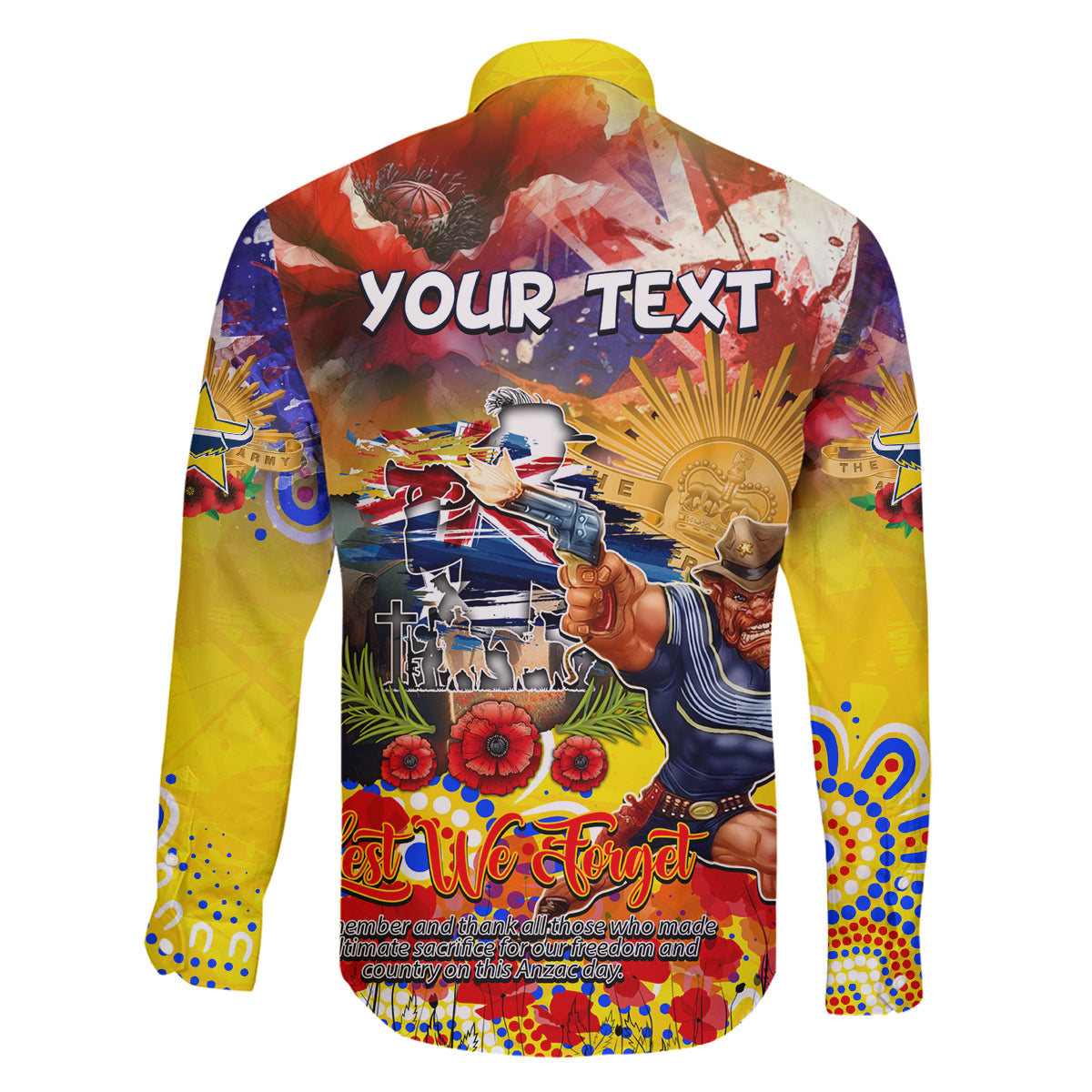 Personalised Australia Rugby Cowboys ANZAC Family Matching Off The Shoulder Long Sleeve Dress and Hawaiian Shirt North Queensland Scratch Style