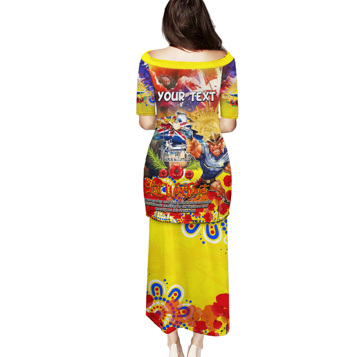 Personalised Australia Rugby Cowboys ANZAC Family Matching Puletasi and Hawaiian Shirt North Queensland Scratch Style
